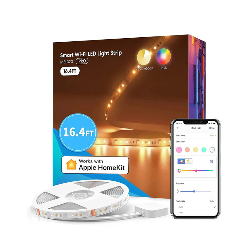 Meross Smart Wi-Fi LED Light Strip with RGBWW - 5m - إضاءة